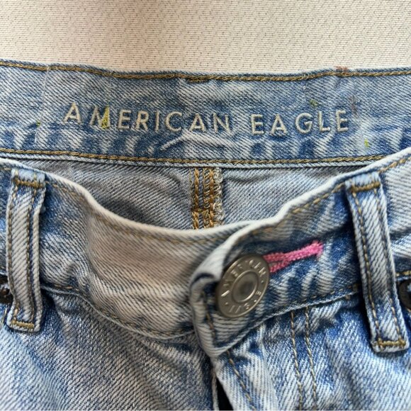 American Eagle Womens Straight Jeans Size 0 Blue Denim Light Wash Denim Casual - Picture 2 of 9